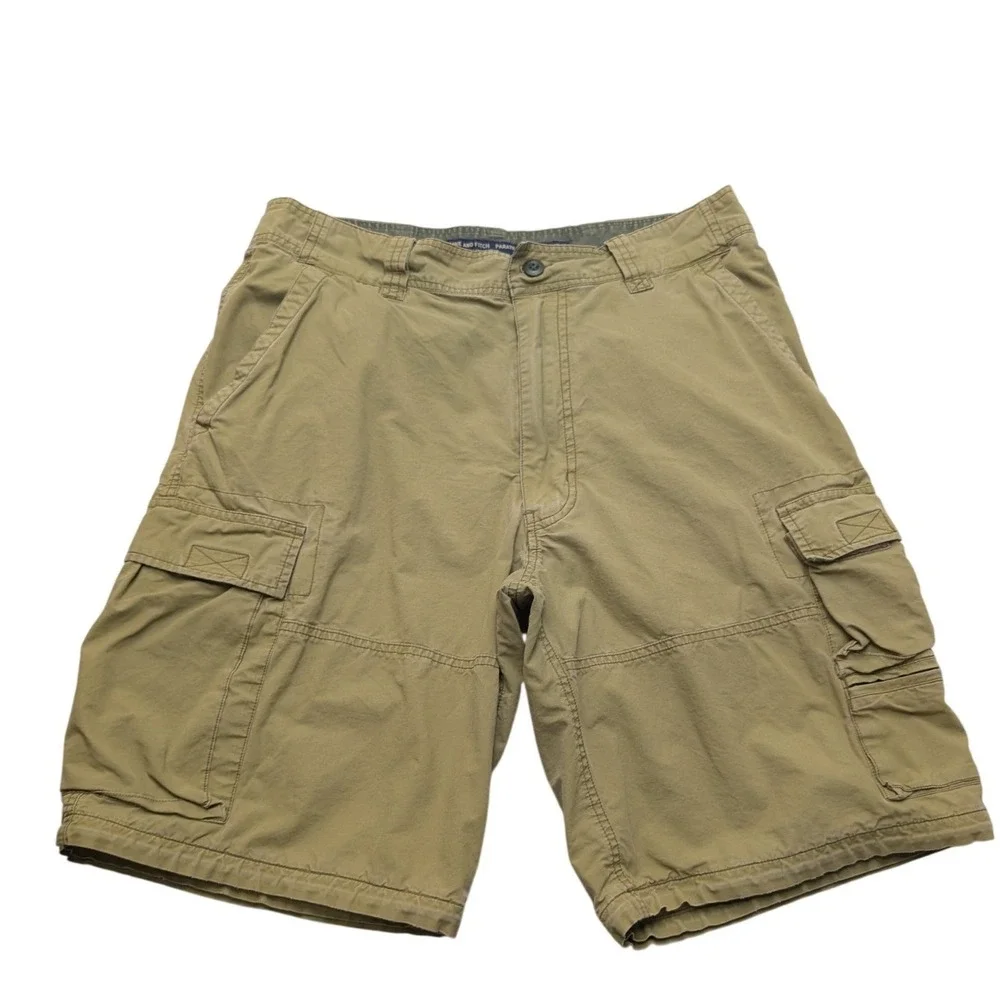 Y2K Abercrombie & Fitch Paratroops Cargo Shorts Mens M Khaki Tan Multi Pocket